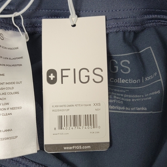 Figs NEW Petite Navy Zamora High Waisted Petite Joggers Scrub Pants Sz XXSP - Picture 12 of 12